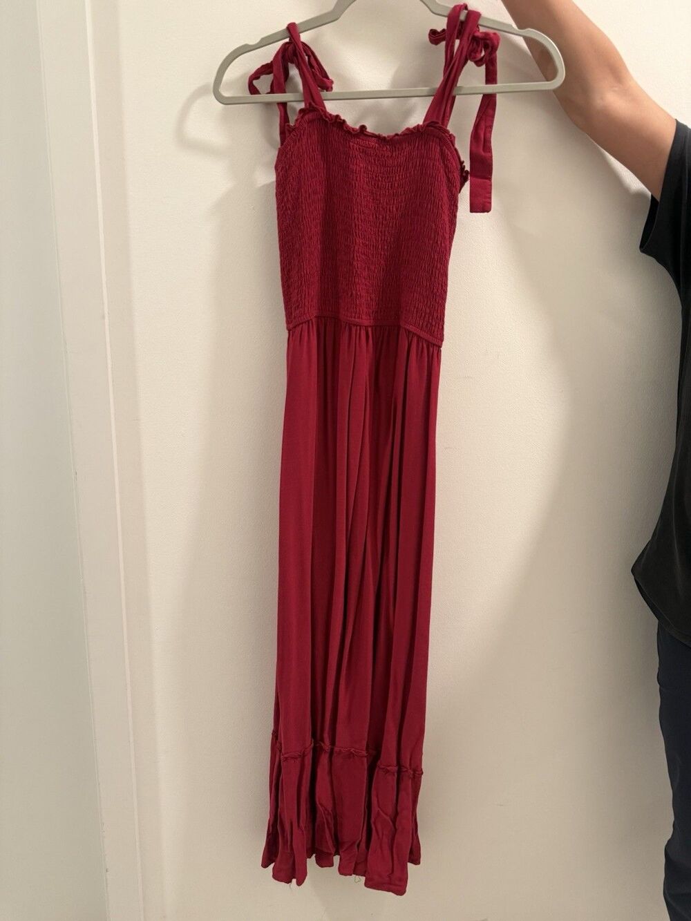 ZESICA Red Solid Square Neck Sleeveless Tiered A-Line Midi Dress Size S